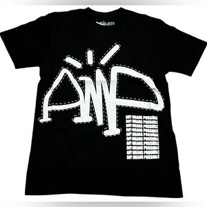 AMP any means possible men's Black T-Shirt white puff print size‎ small